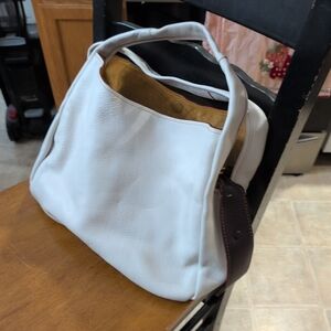 COACH 1941 BANDIT HOBO Glovetanned Pebble Leather Handbag Off White Pink Floral